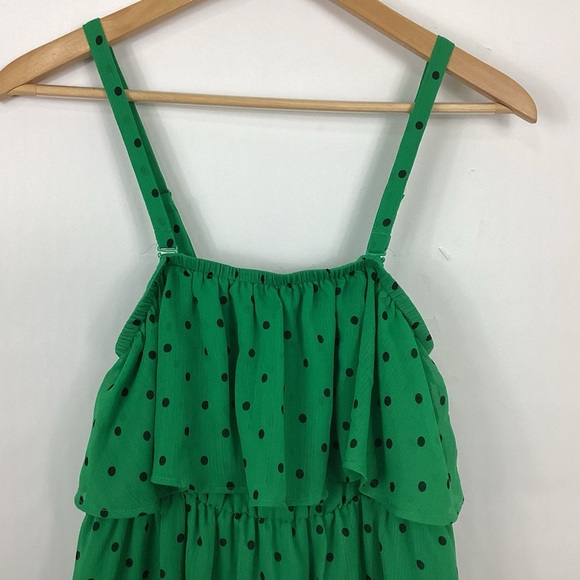 Torrid Green Polka Dot Ruffled Tank Top Size 0 - Picture 2 of 10